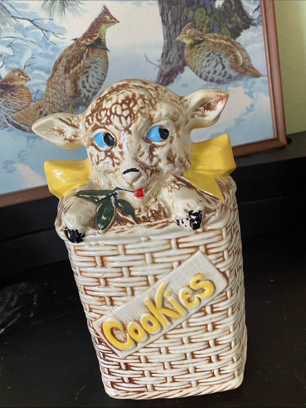 McCoy Pottery "Lamb on Basketweave" Cookie Jar